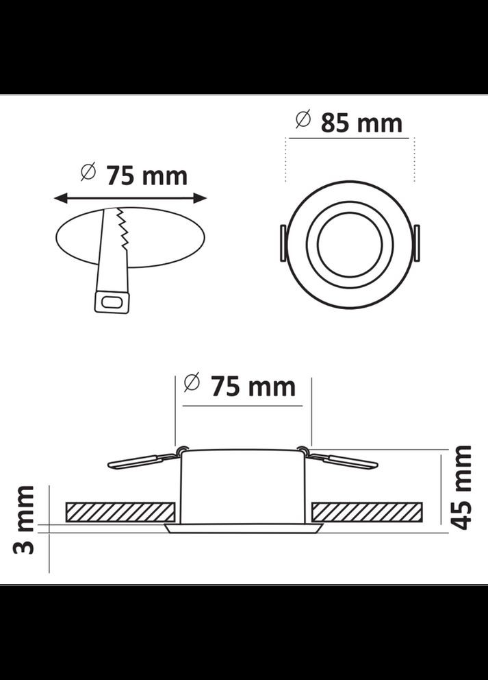 Точковий світильник 315465 Kolding GU5.3 1x12W IP20 (047544) Goldlux (361312113)