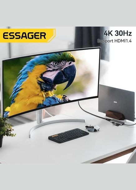 USB-хаб 5 в 1 (Type-C to USB 2.0/USB 3.0/TF/MicroSD/HDMI 4K 30Hz) Essager (300577498)