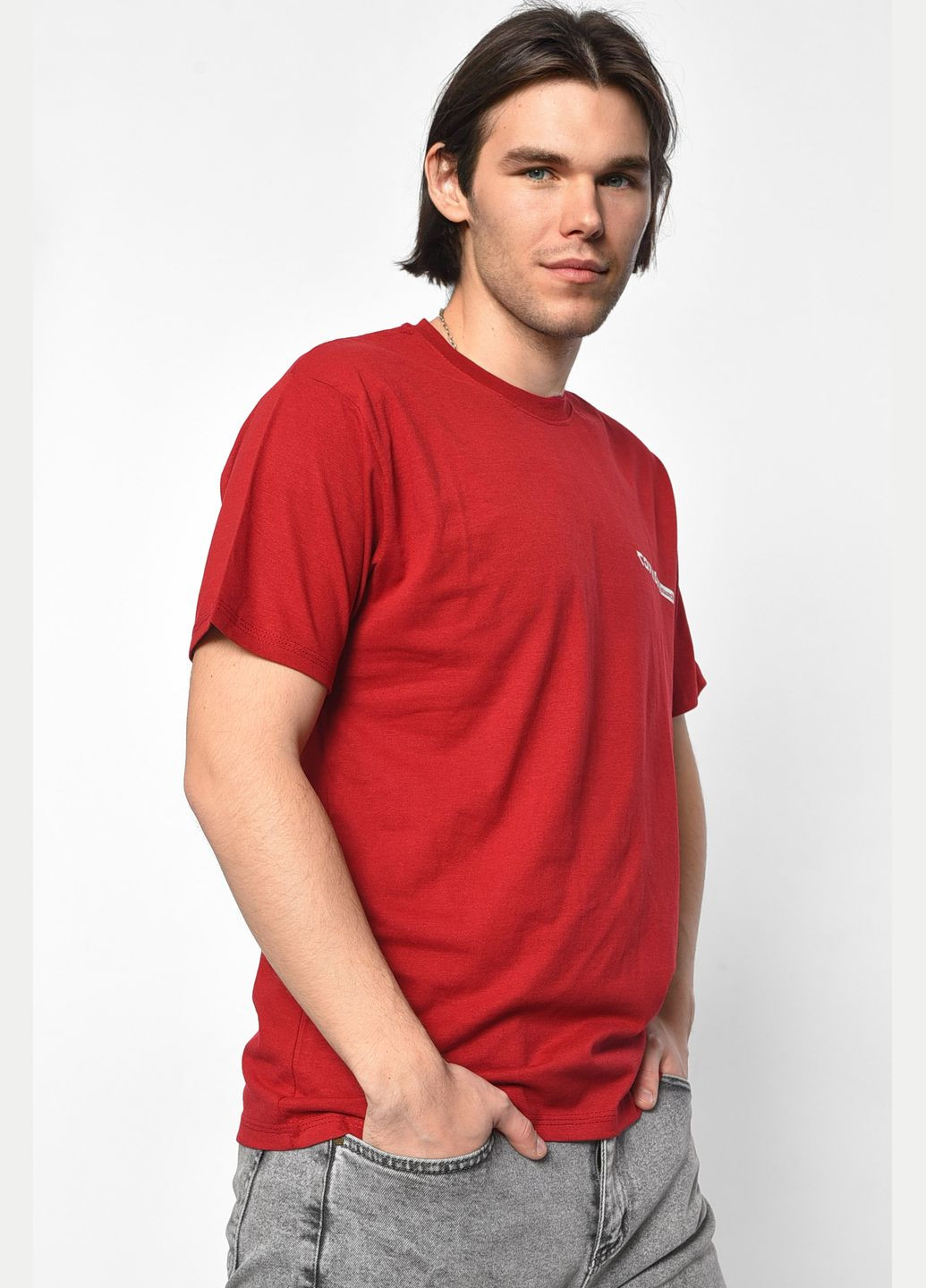 Бордова футболка чоловіча напівбатальна бордового кольору Let's Shop