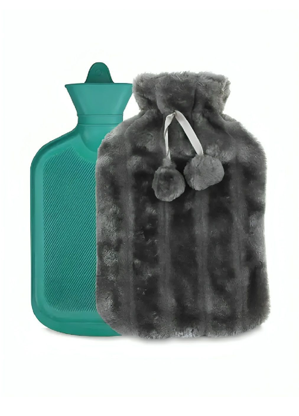 Резиновая грелка для наполнения водой обогрева в плюшевом меховом чехле 2 л 36×20,5 см (481760-Prob) Темно-серый чехол Unbranded (366035060)