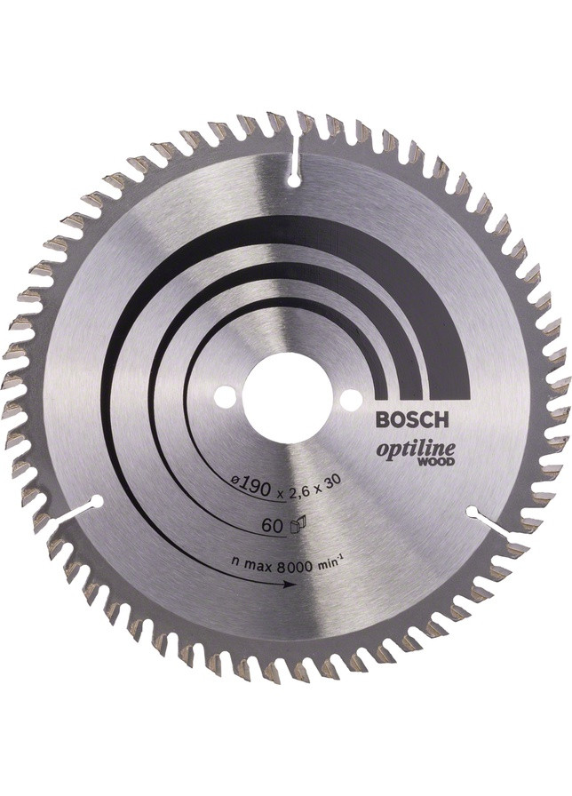 Пиляльний диск Optiline Wood (190x30x2.6 мм, 60 зубів) по дереву (20688) Bosch (267819077)