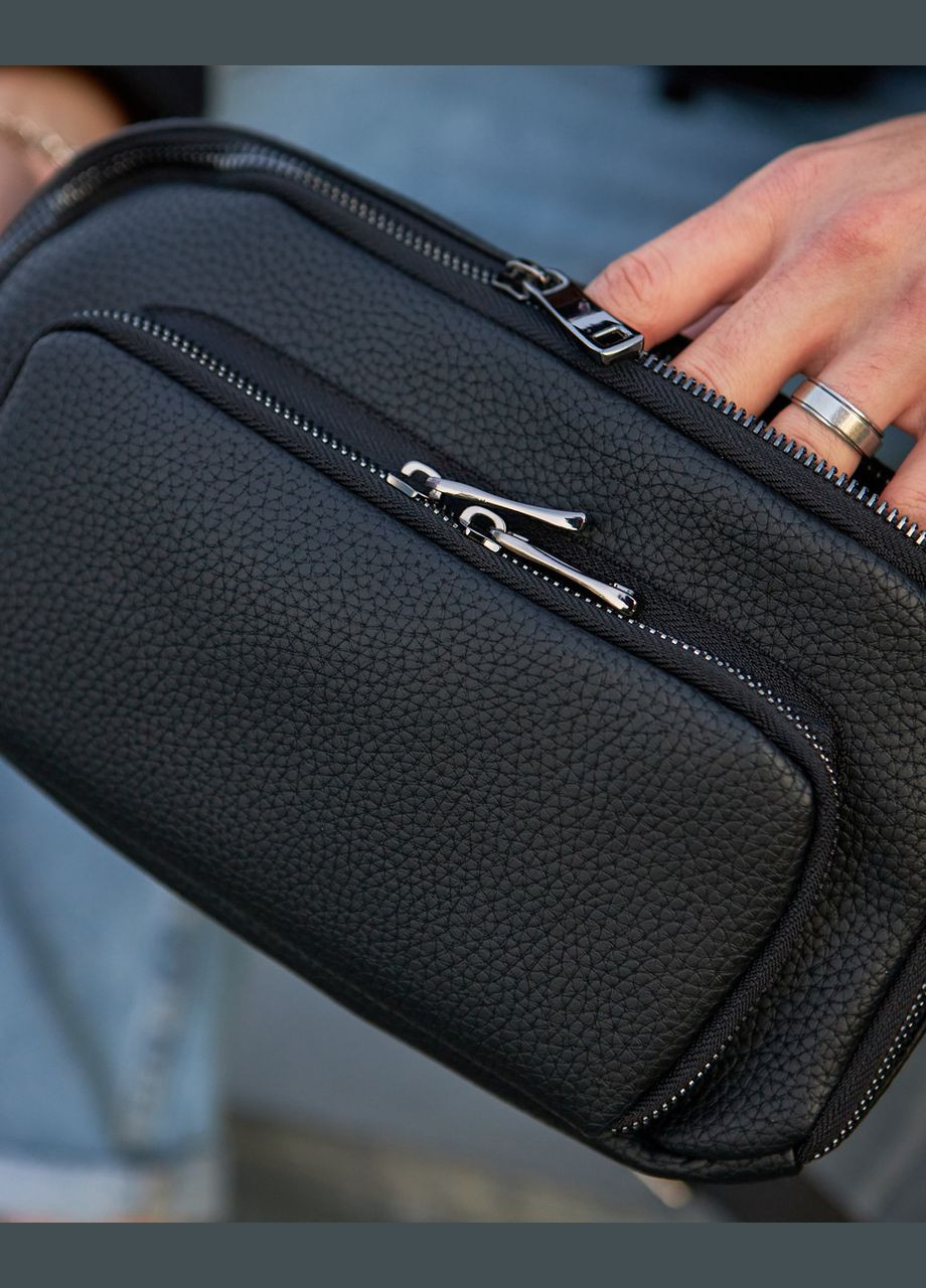 Универсальная нагрудная бананка из экокожи, сумка на пояс, черного цвета ToBeYou Cube (293247131)