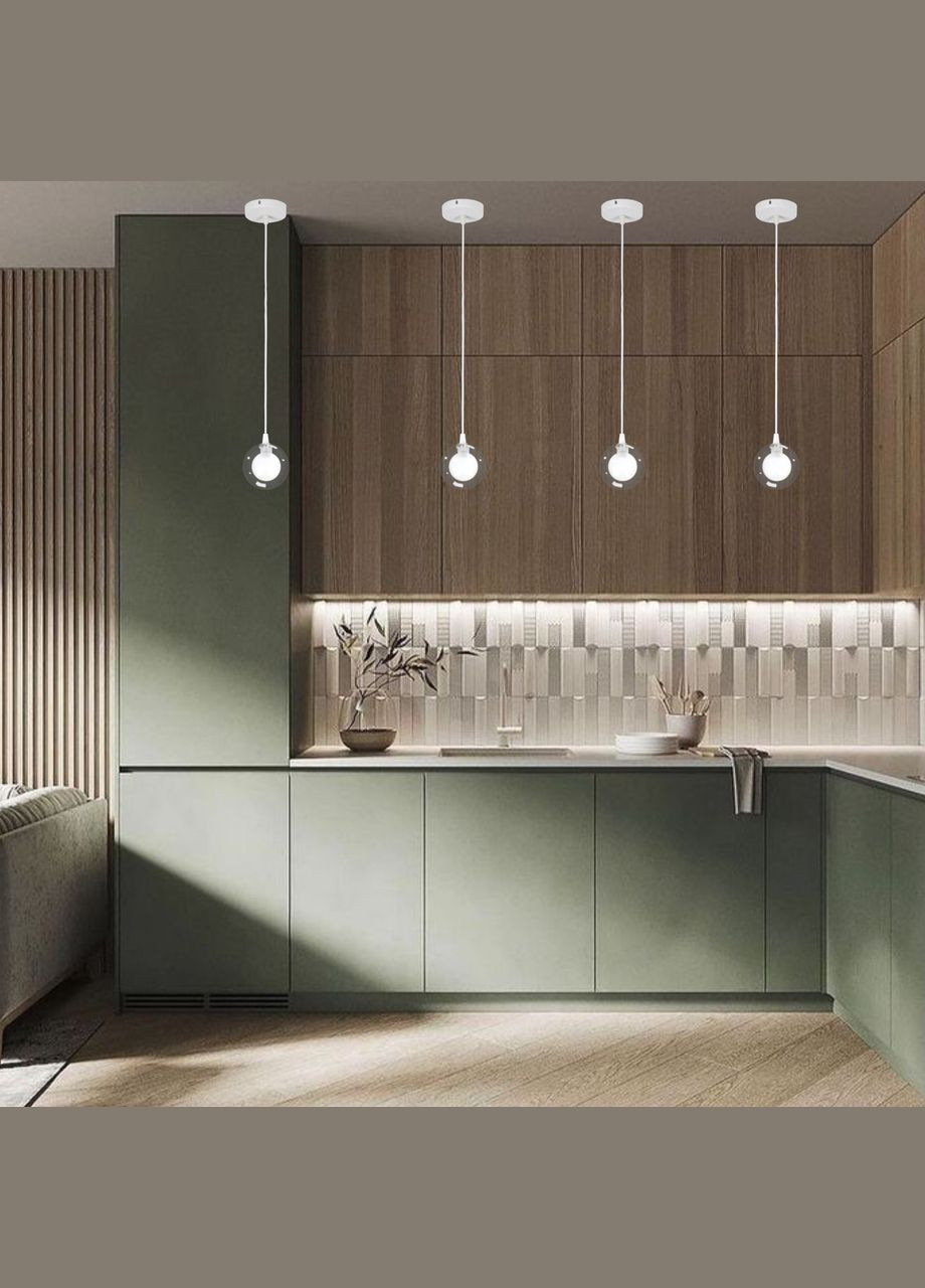 Підвіс зі скляною 10см кулею (61-P100F-1 WH+CLWH) No Brand (370070422)