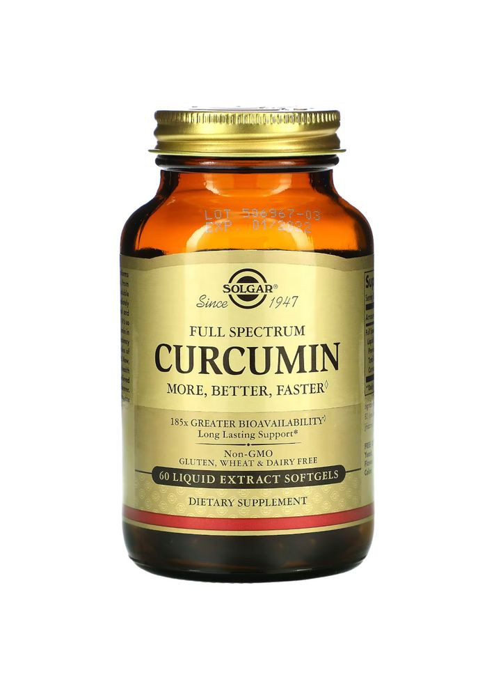 Натуральна добавка Curcumin Full Spectrum, 60 капсул Solgar (334707942)