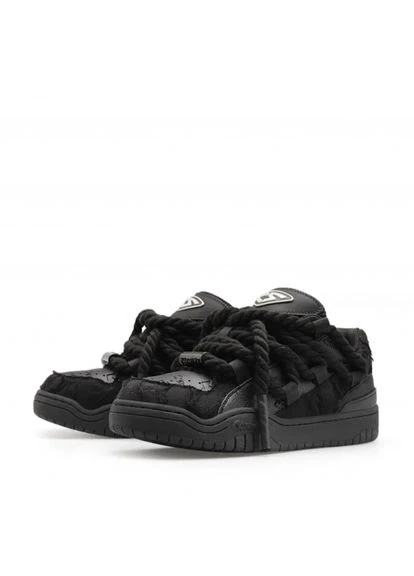 Черные кеды сникерсы мужские грубые с толстыми шнурками cat and sofa dreadlocks mono black No Brand