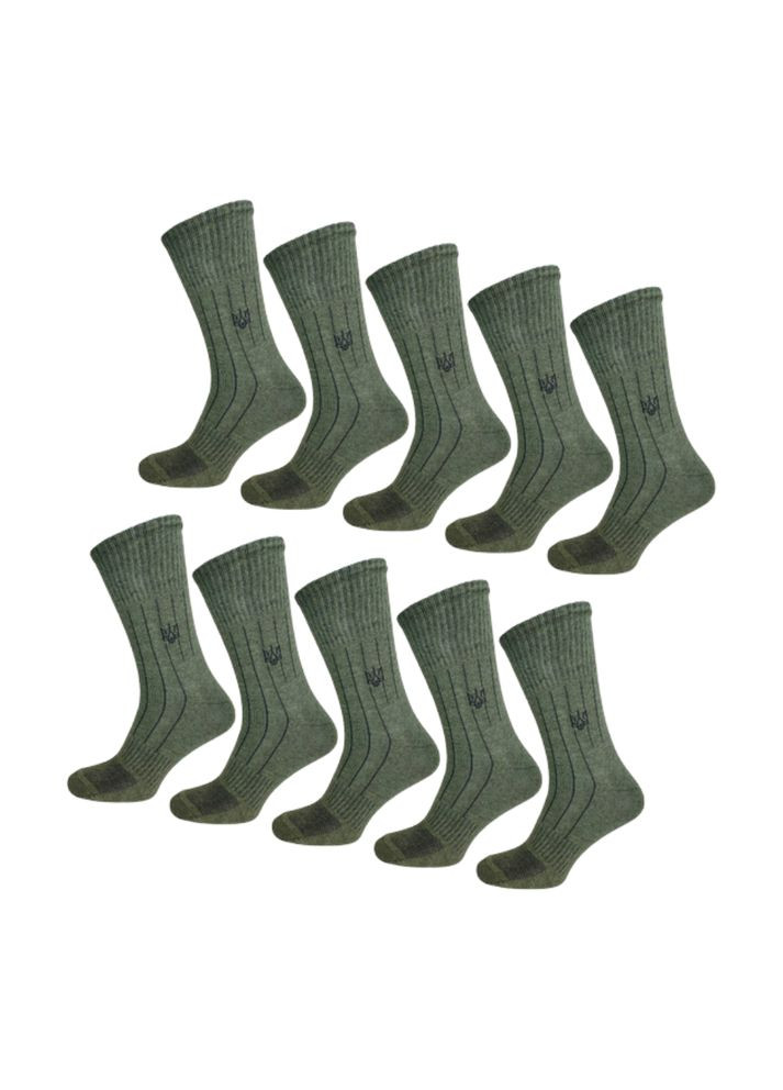 Оливкові набір чоловічих шкарпеток трекінгових високих patriot 10 пар олива + присипка сушар для ніг Лео (324416213)
