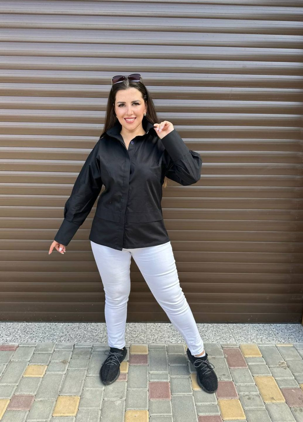 Черная повседневный рубашка однотонная Tik-Tak с длинным рукавом