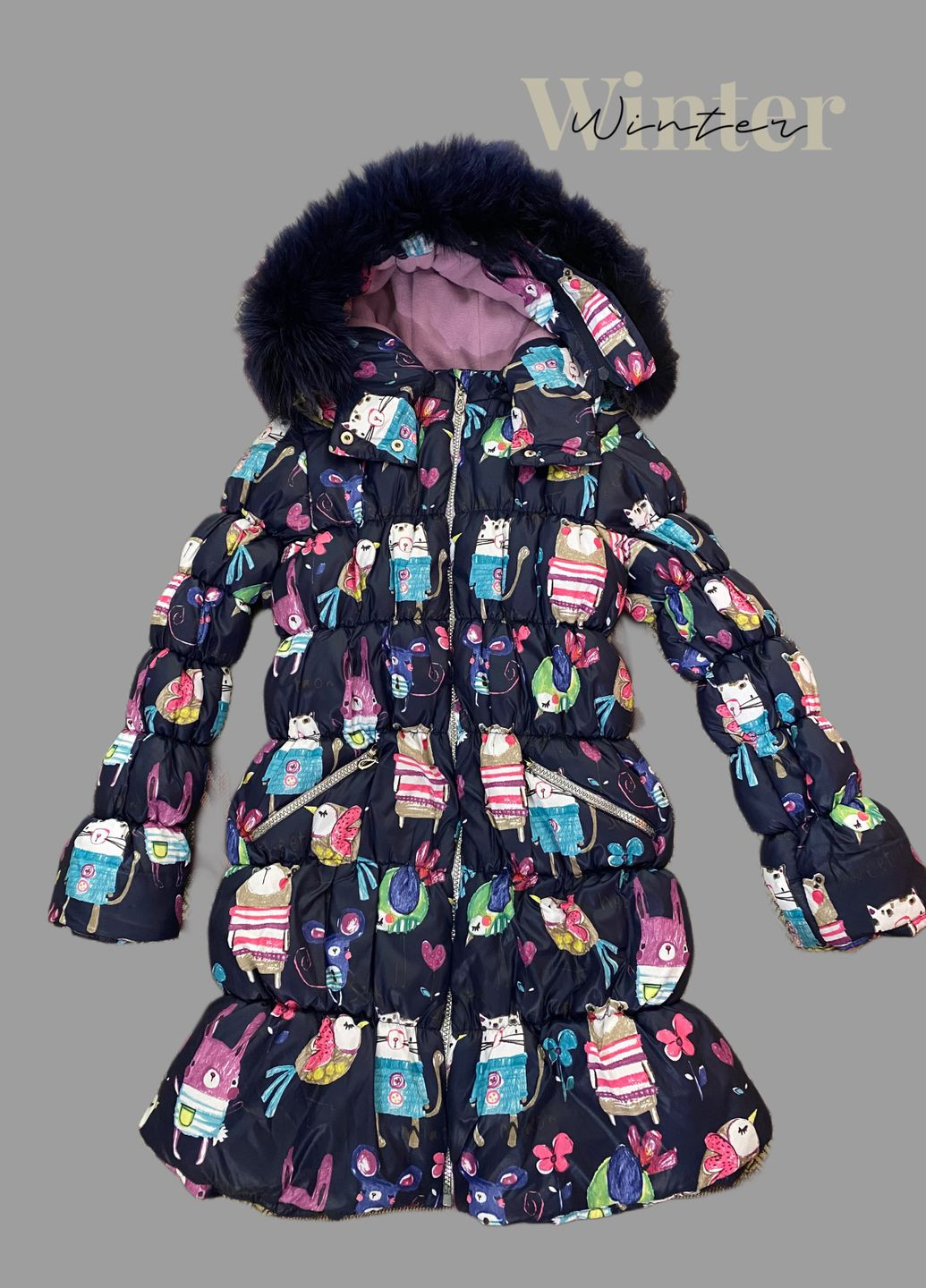 Синє зимнє Зимове дитяче пальто для дівчинки Mone