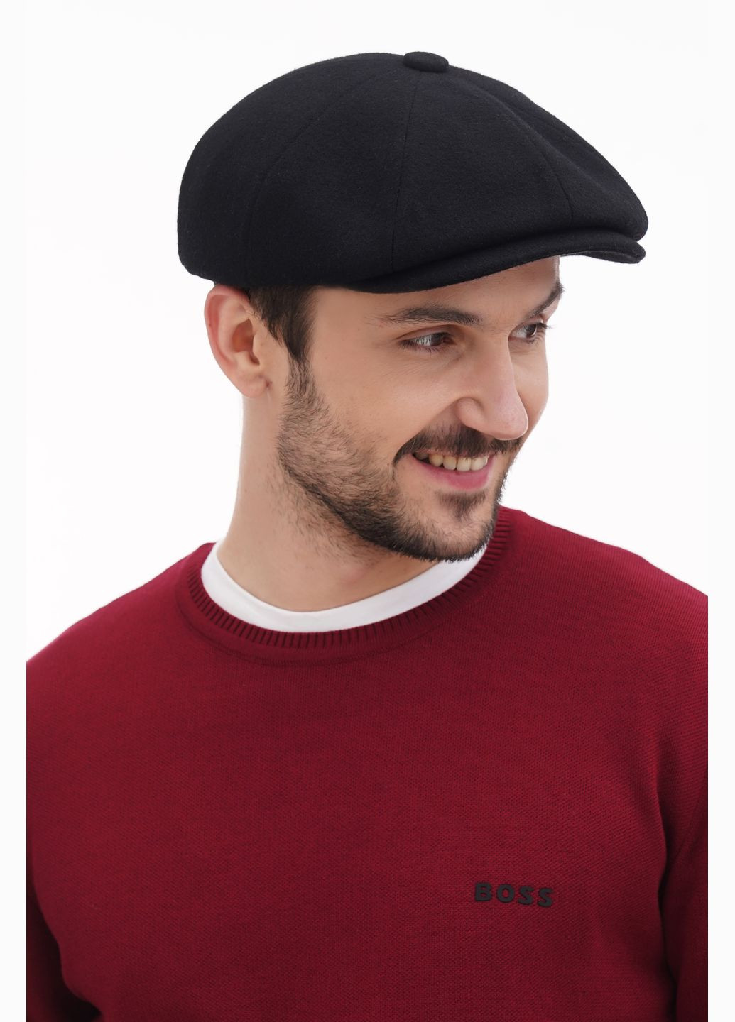 Кепка мужская восьмиклинка черная шерстяная VECONS Восьмиклинка — стильний та елегантний (317971439)