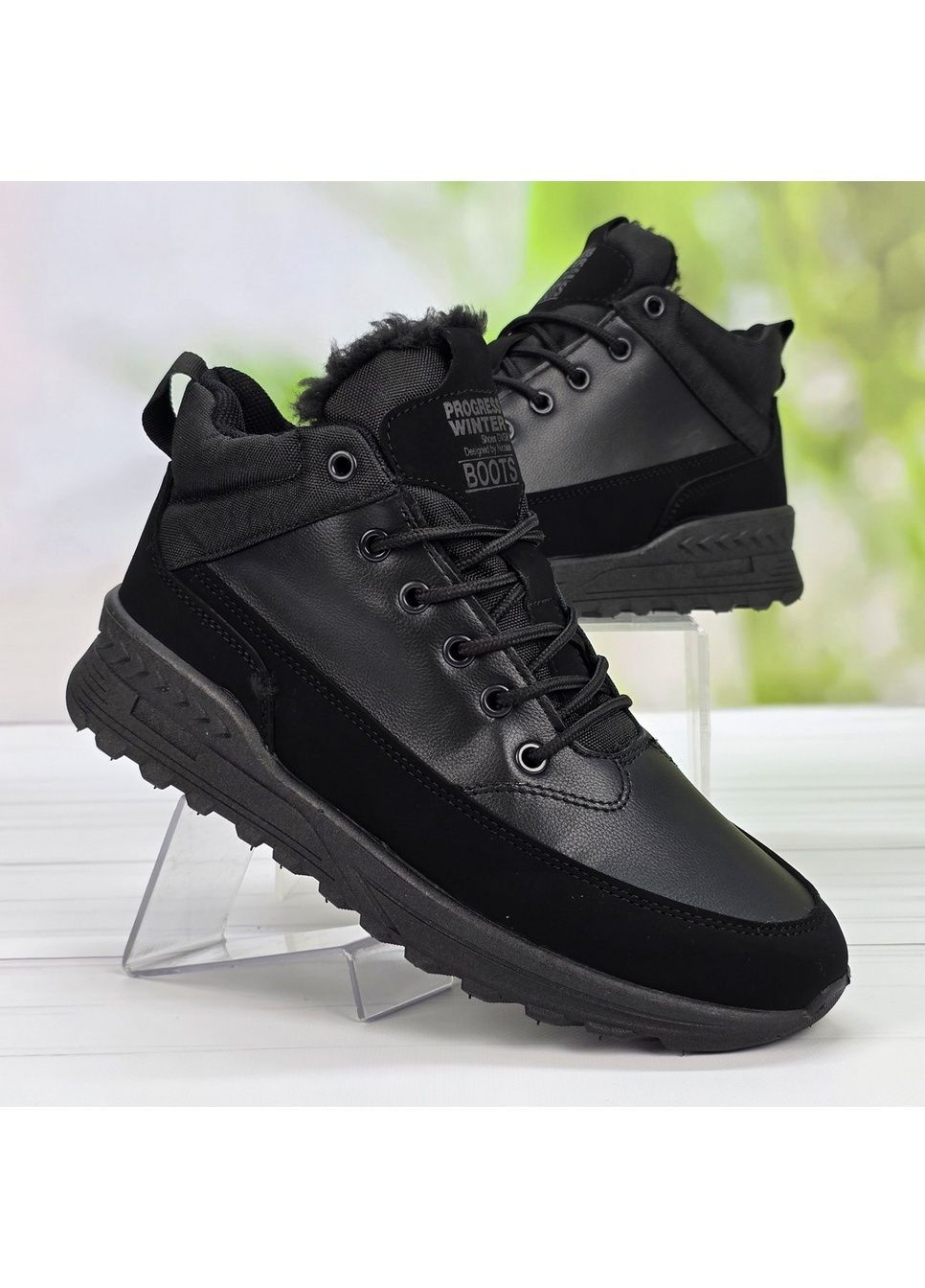 Черные зимние мужские зимние ботинки Progress