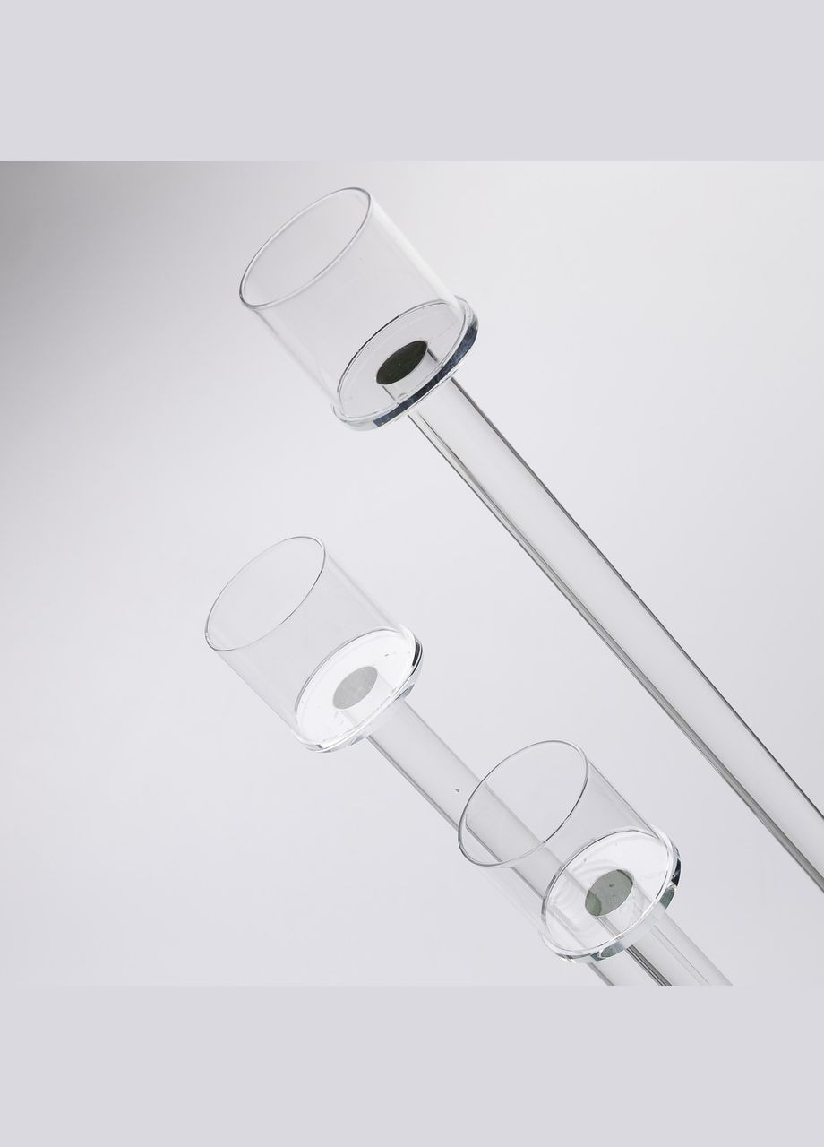 Підсвічник скляний на 3 свічки 16×57 см підсвічник декоративний прозорий на ніжці HP-4-15 Yiwu (329375884)