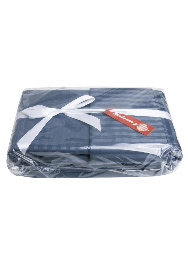 Постільний комплект євро сатин у смужку бавовна натуральна тканина набір постільного джинсу IDEIA (318506585)