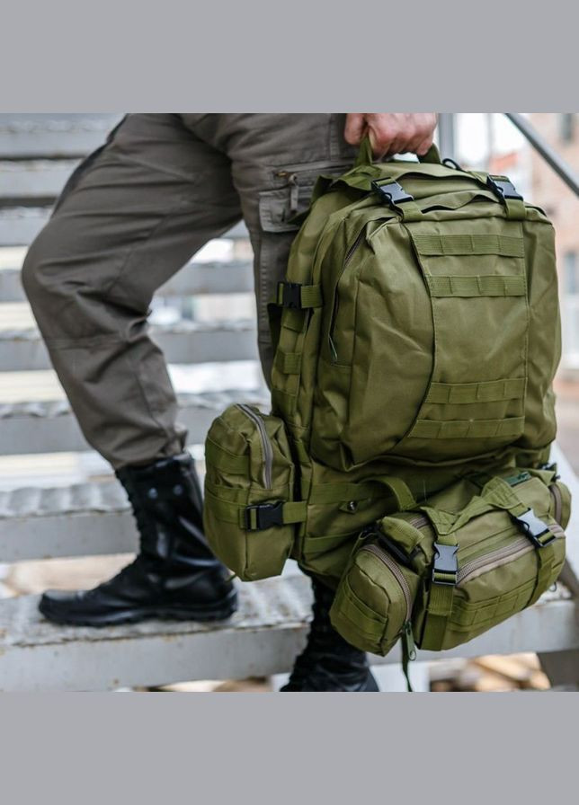 Рюкзак тактичний 55л з трьома підсумками! Якісний штурмовий для походу подорожей великий рюкзак баул No Brand (298571621)