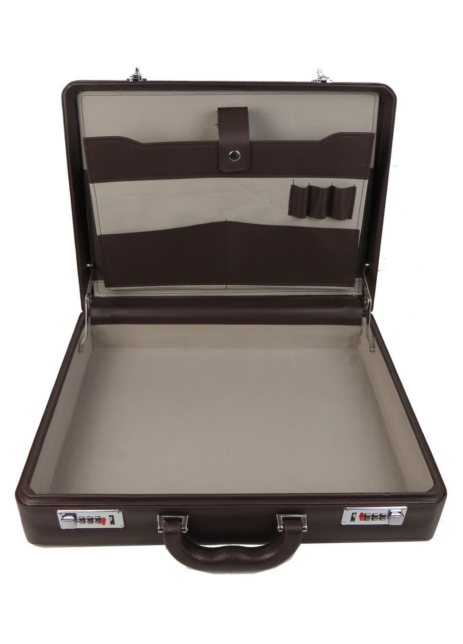 Кейс дипломат из эко кожи Коричневый 44х33х10 см Portfolio (297643275)