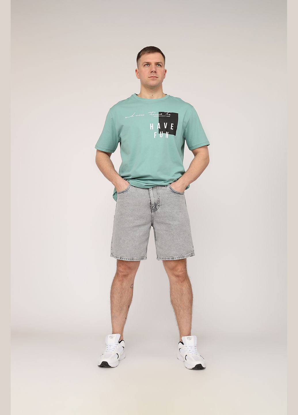 М'ятна футболка з коротким рукавом чоловіча колір м'ятний цб-00270048 Yuki