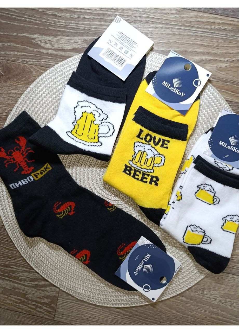 Чёрные носки мужские хлопок + стрейч. высок с приколами. стильные и практичные. MiLeSKoV рисунки (329735003)