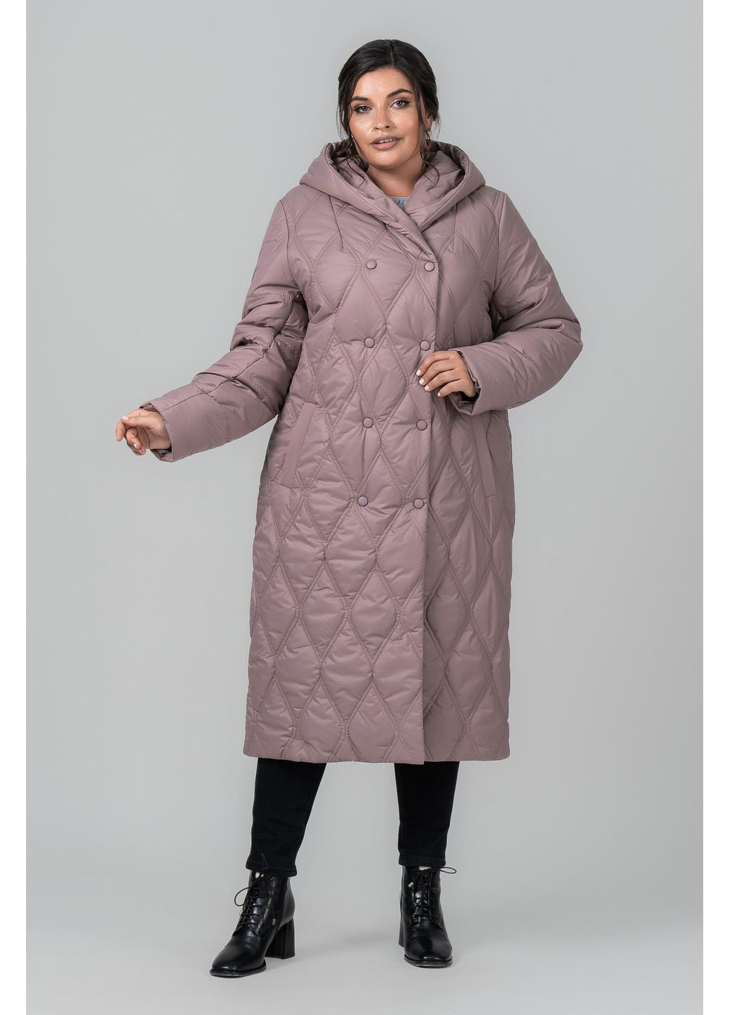 Рожева демісезонна пальто напівприлеглого силуету all posa (ap102012p) A'll Posa