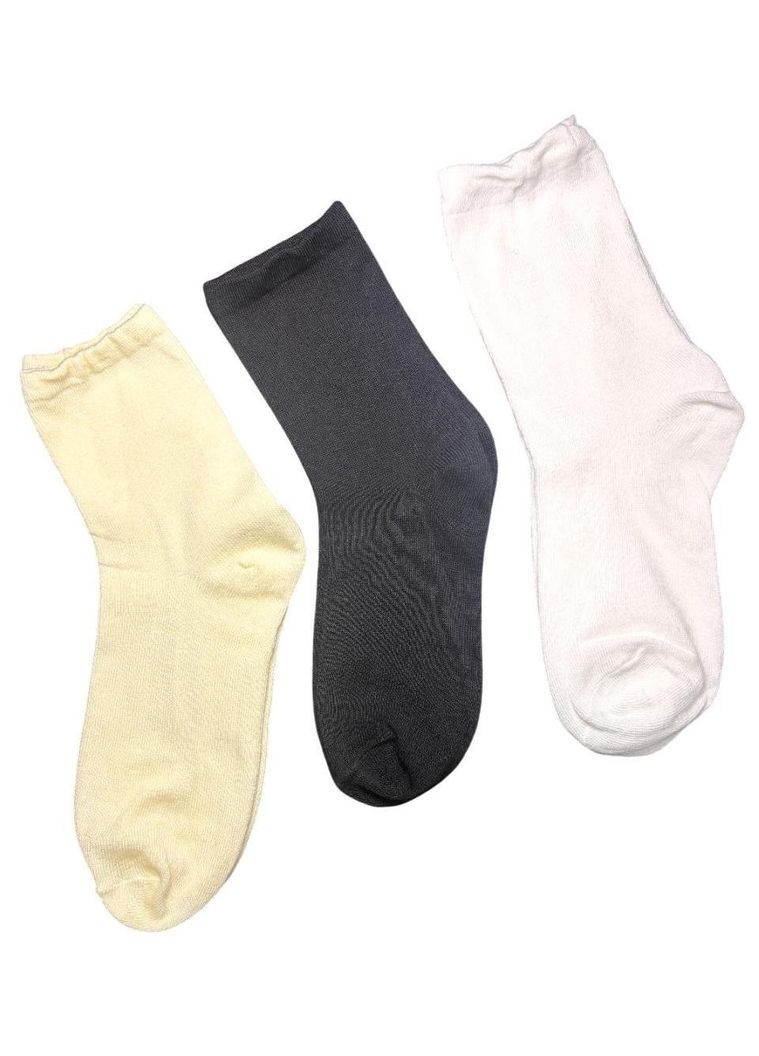 Комбіновані шкарпетки високі з бавовни, однотонні 35-40р. набір 3 шт, різнокольорові (336385971)