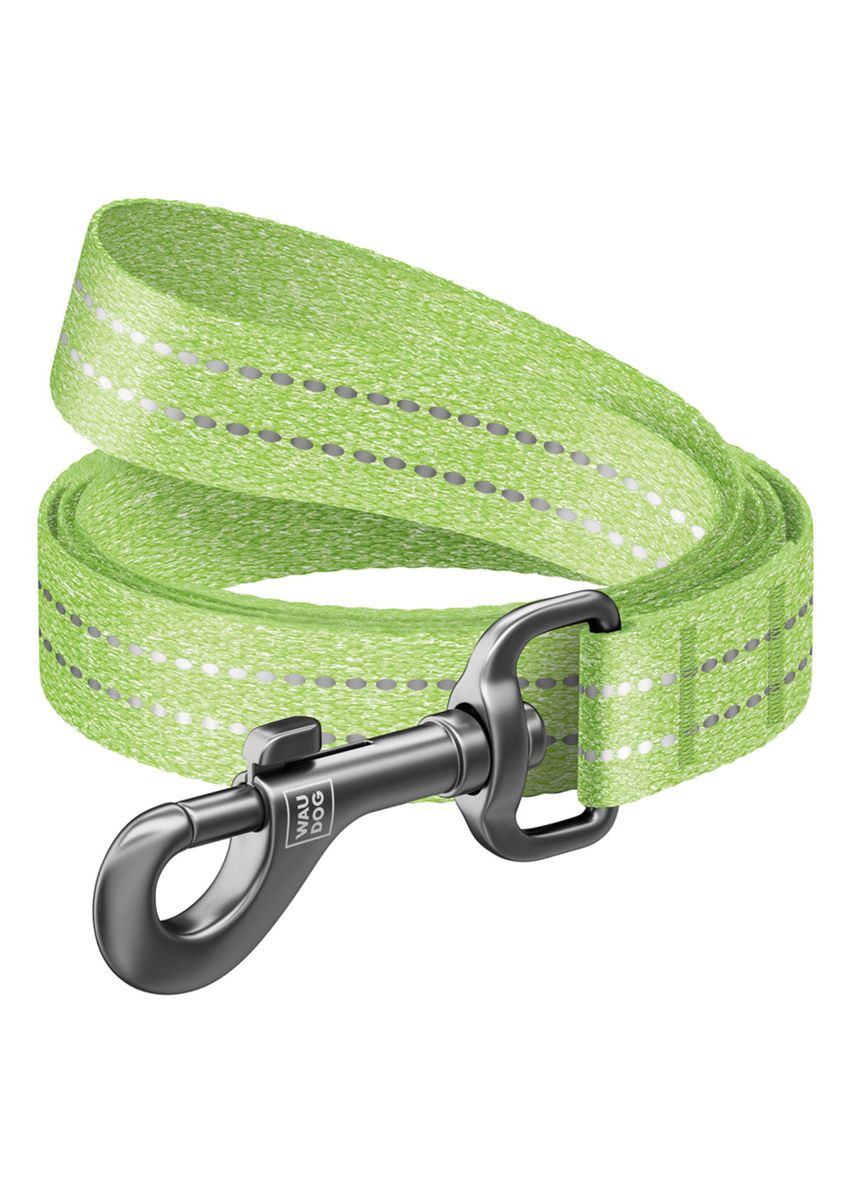 Поводок для собак из восстановленного хлопка Re-cotton светоотражающий, Ш 15 мм, Дл 200 см салатовый WAUDOG (322327980)