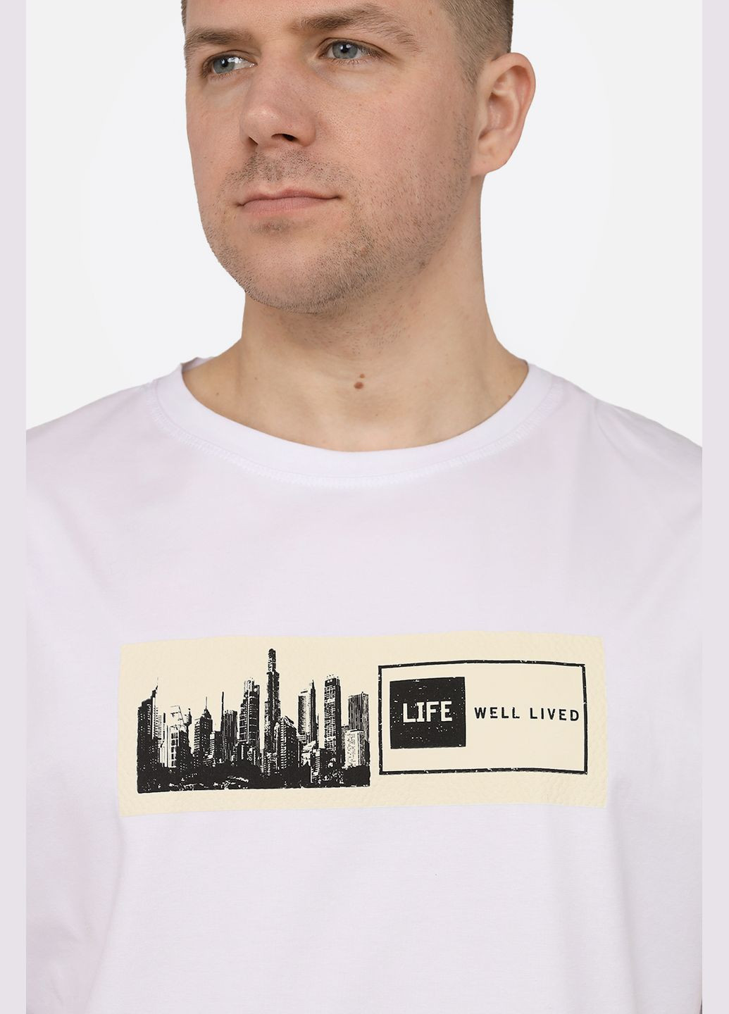 Біла футболка з коротким рукавом чоловіча колір білий cb-00270036 Yuki