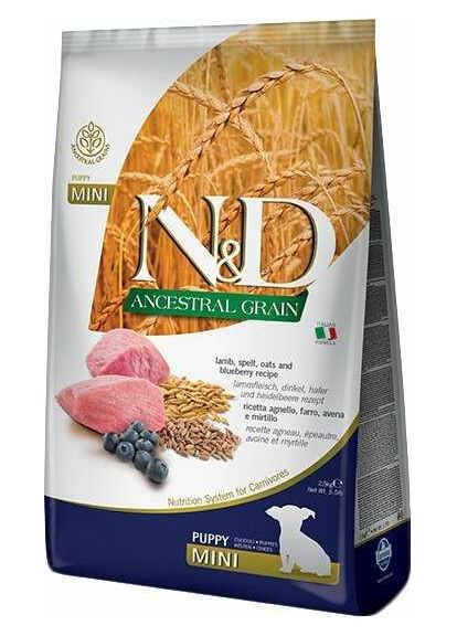 Низкозерновой корм N&D Low Grain Mini Puppy Lamb/Blueberry з ягням і чорницею для цуценят дрібних і мініатюрних порід 7 кг Farmina (360544063)