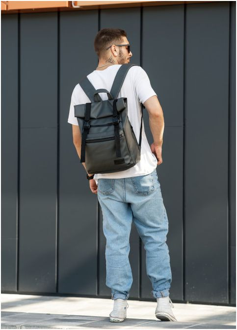 Рюкзак мужской из экокожи ролл RollTop LTT белый Sambag (301871401)