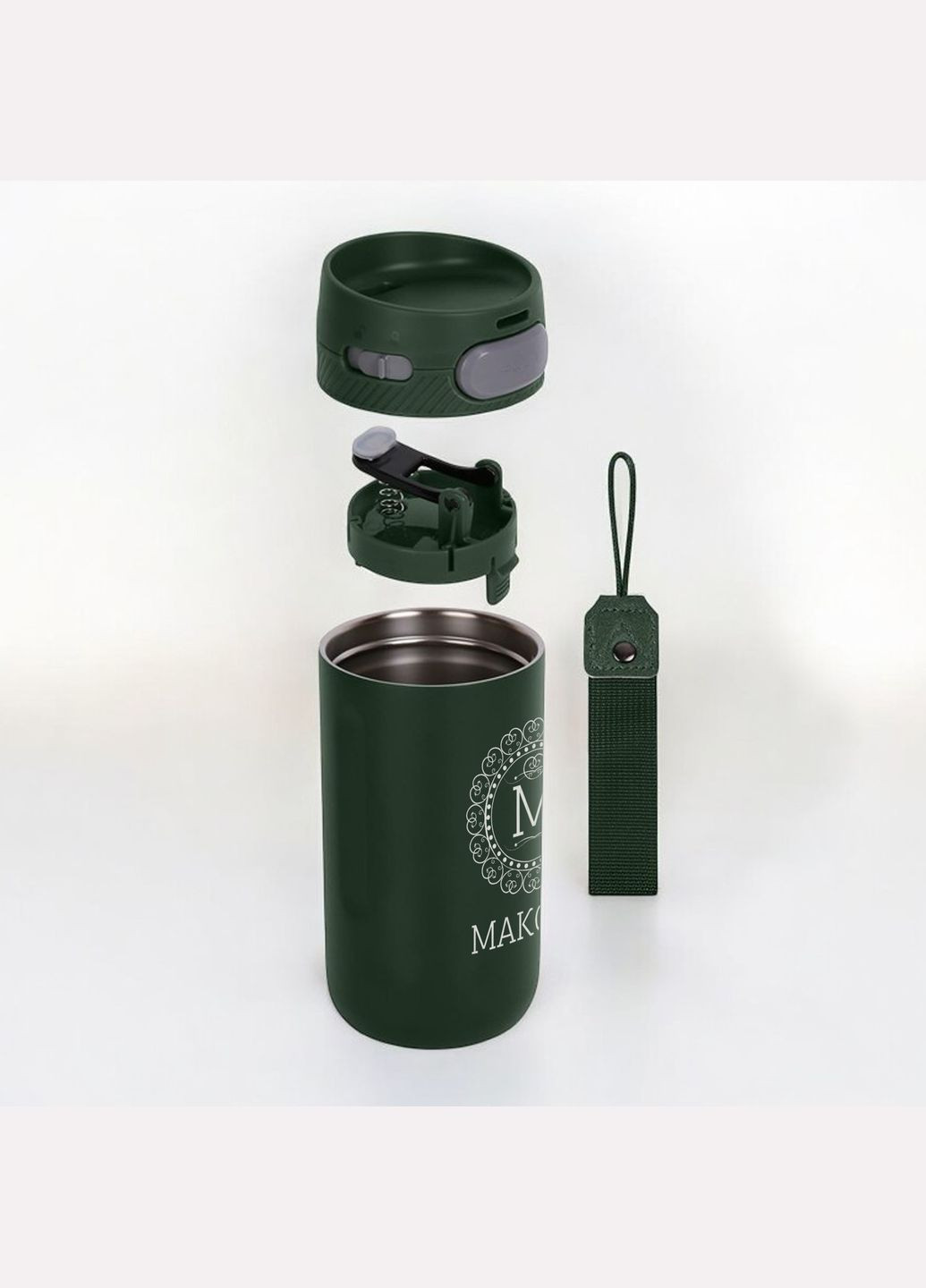 Термокружка Stay "Именная", Зеленый, Деревянная подарочная коробка, 415 мл BeriDari (355372494)