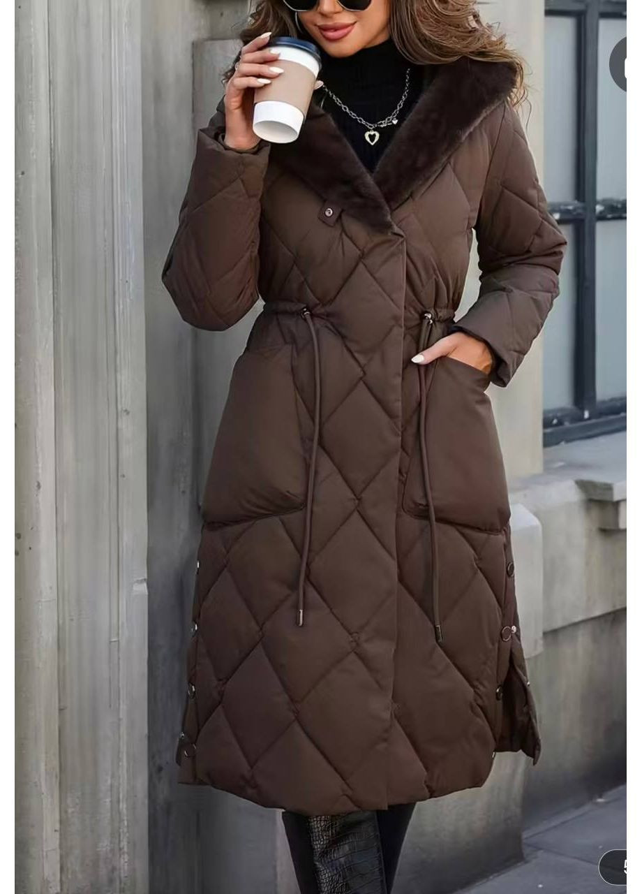 Коричневая модная зимняя куртка-пальто Fashion