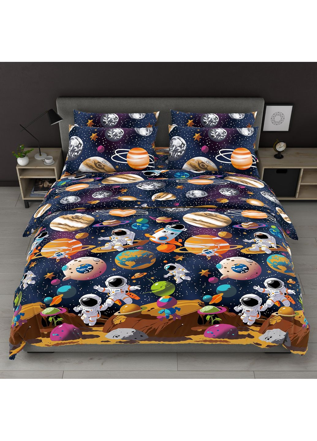 Комплект постельного белья Бязь Голд "Космонавт" Евро 200х220 см No Brand (366077960)