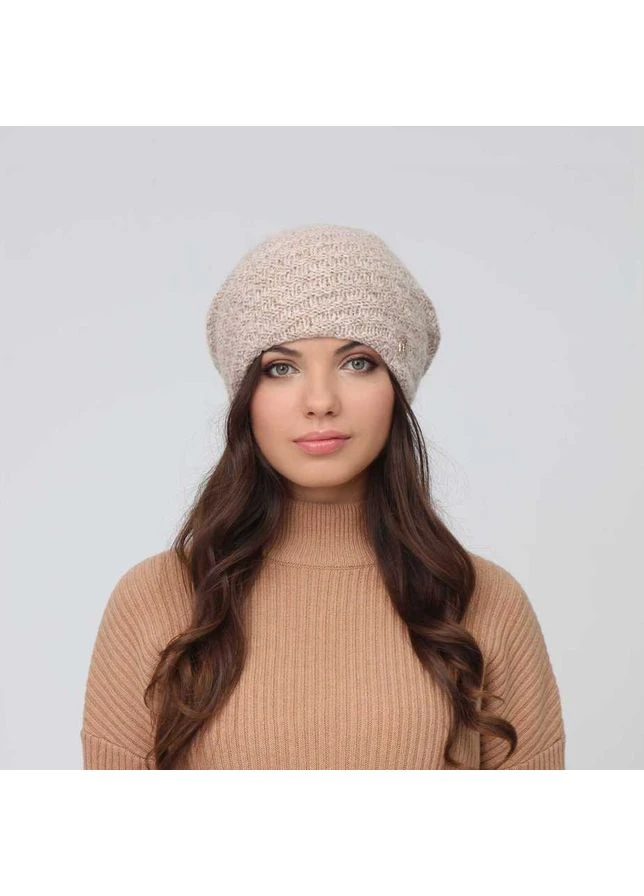 Шапка колпак женская мохер с люрексом бежевая САПФИР LuckyLOOK 912-078 (322779133)