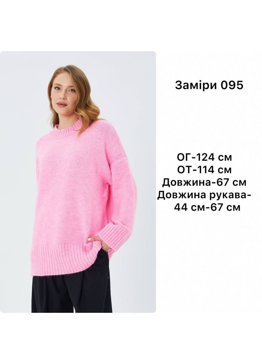 Рожевий стильний в'язаний жіночий светр No Brand Б1466-095/4
