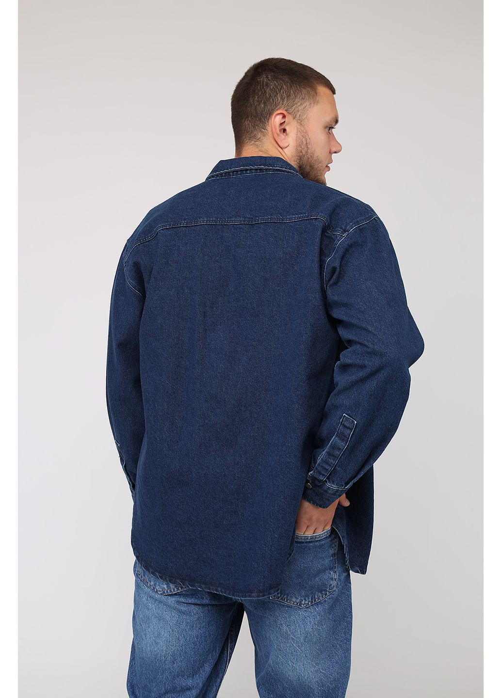 Сорочка джинсова з довгим рукавом чоловіча колір синій CB-00282596 Growing Star (355183854)