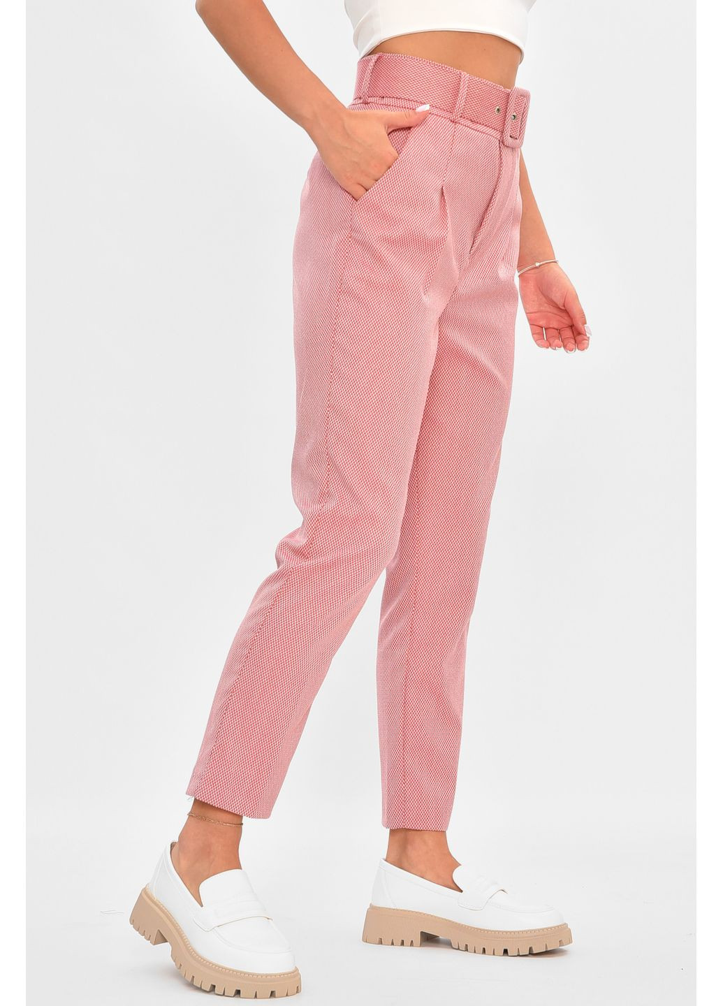 Брюки жіночі червоного кольору Let's Shop (353966441)