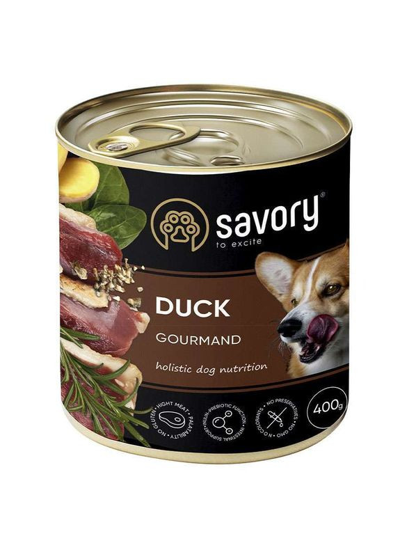 Dog Gourmand Duck - Вологий корм з качкою для дорослих собак гурманів всіх порід - 400 г Savory (327062257)