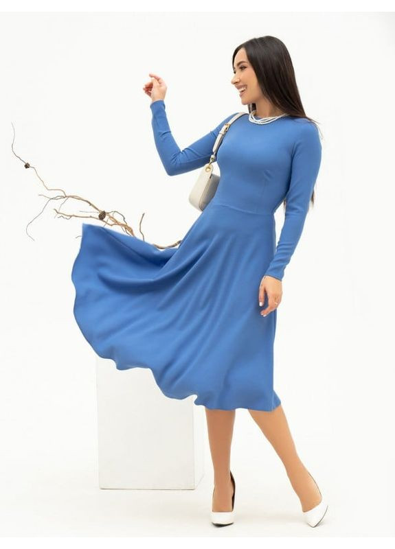 Темно-блакитна сукня 13692 темно-блакитна ISSA PLUS однотонна
