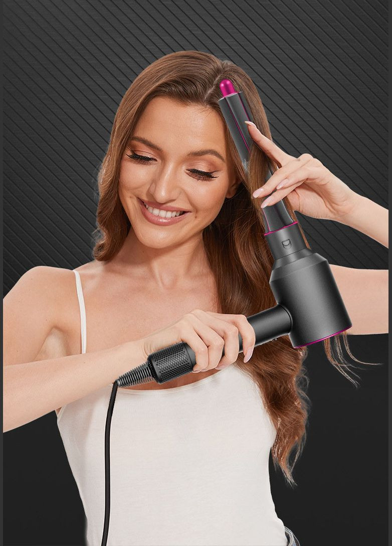 Фен-стайлер для волосся 7 насадок в 1 Supersonic Premium Magic Hair, 1600 Вт Рожевий ( код: HD07ProP ) Kemei (337667451)