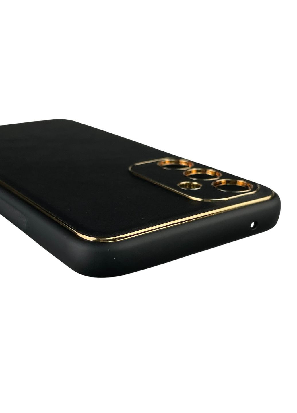 Чехол для Galaxy A54 5G (SM-A546E) кожаный с золотой окантовкой на самсунг а54 5г чёрный Samsung (366021973)