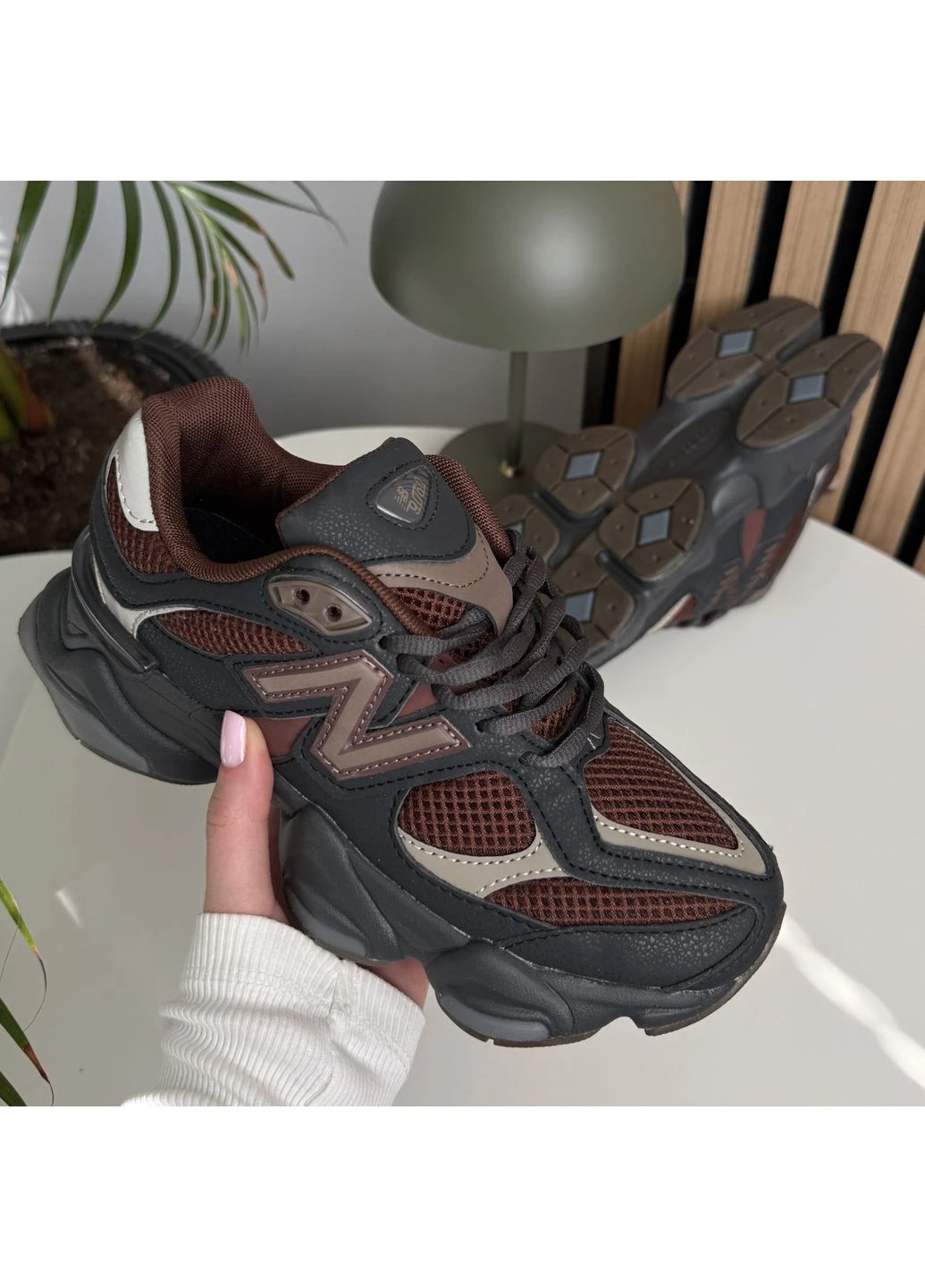Кроссовки женские и мужские New Balance 9060 Brown Black | Нью Беланс 9060 коричневые No Brand коричневые демисезоны (391919255)