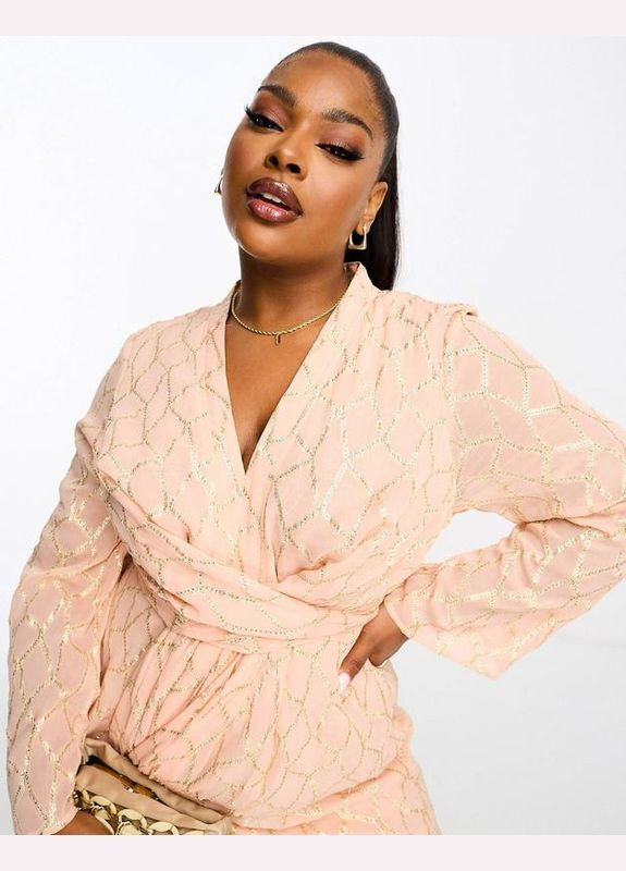 Персиковое платье меди с лютексрм River Island