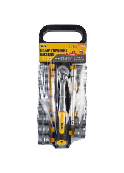 Набір насадок торцевих GM CRV 3/8" 6-24 мм, тріскачка 72Т, 21 шт (78-3821) Mastertool (317195649)