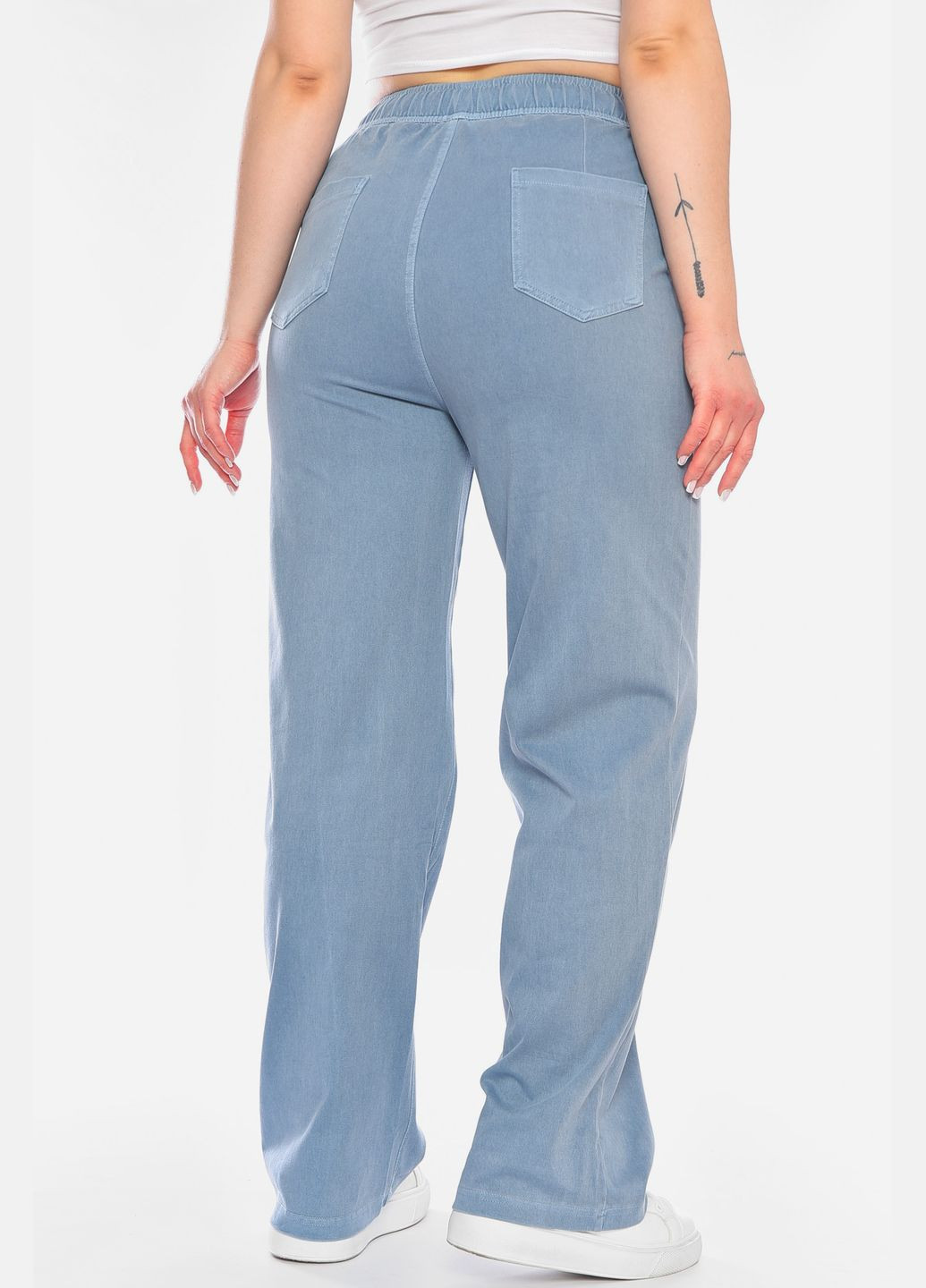 Штаны женские однотонные голубого цвета Let's Shop (322765396)