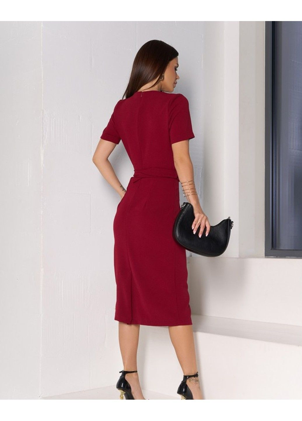 Бордовое деловое платья 14154a бордовый ISSA PLUS