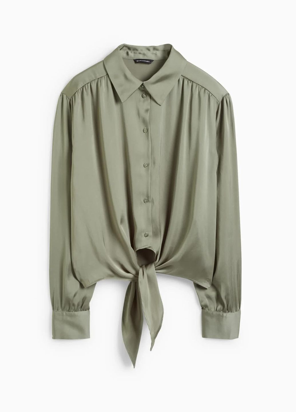 Оливковая (хаки) летняя атласная блуза C&A