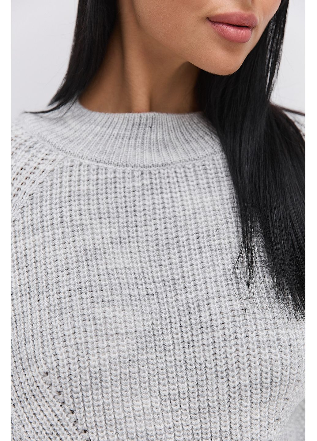 Вязаная женская кофта серая с рукавами-регланами Arjen (370601827)