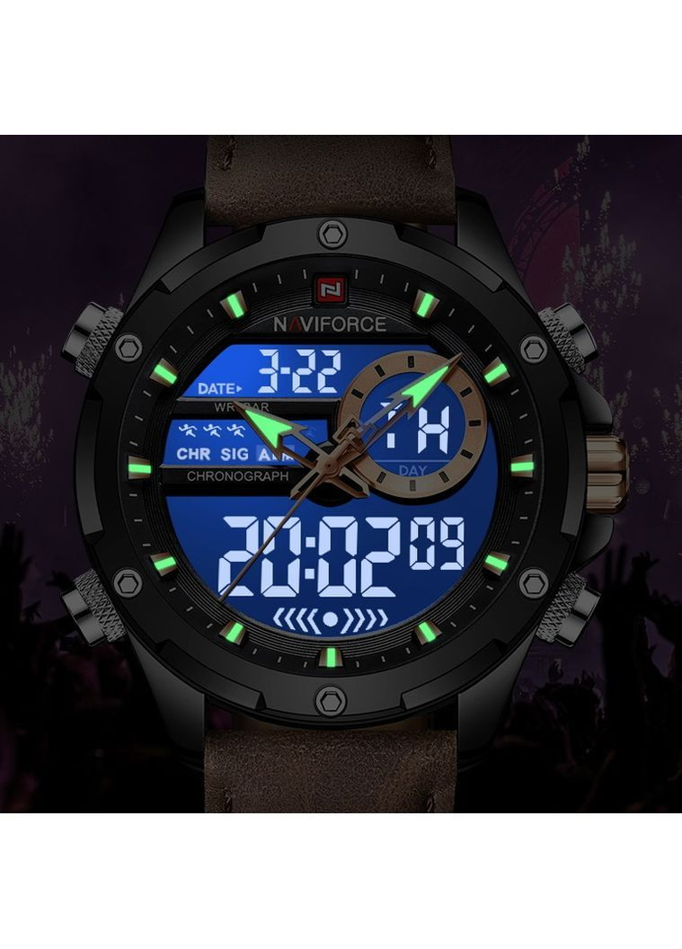 Наручний годинник чоловічий Pride Darkside 2 ремінці Чорний (3592) Naviforce (363318828)