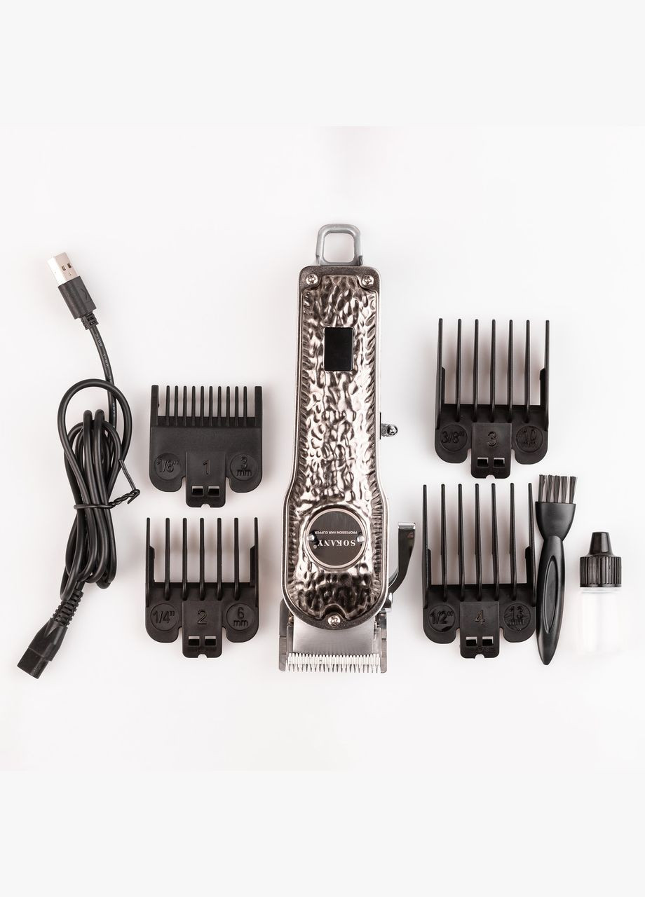 Машинка для стрижки SK-LF-9976 акумуляторна з 4 насадками та USB срібло Sokany (306849560)