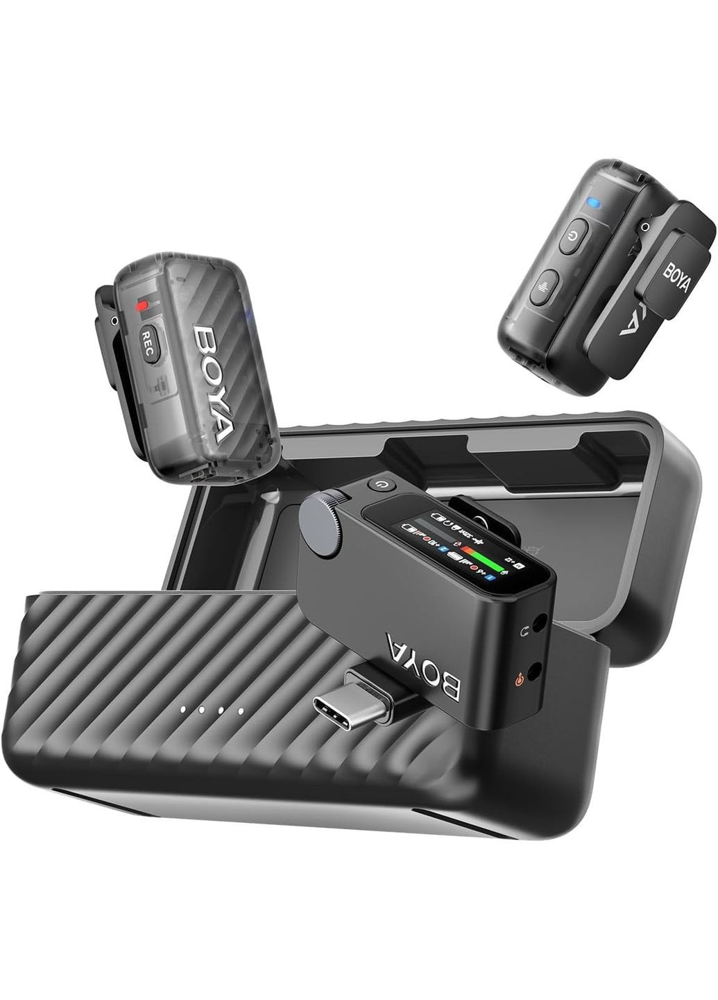 Мікрофон подвійний бездротовий / рекордер з ШІ шумозаглушенням для телефону камери Type-C BOYAMIC 2-01 Boya (369673458)