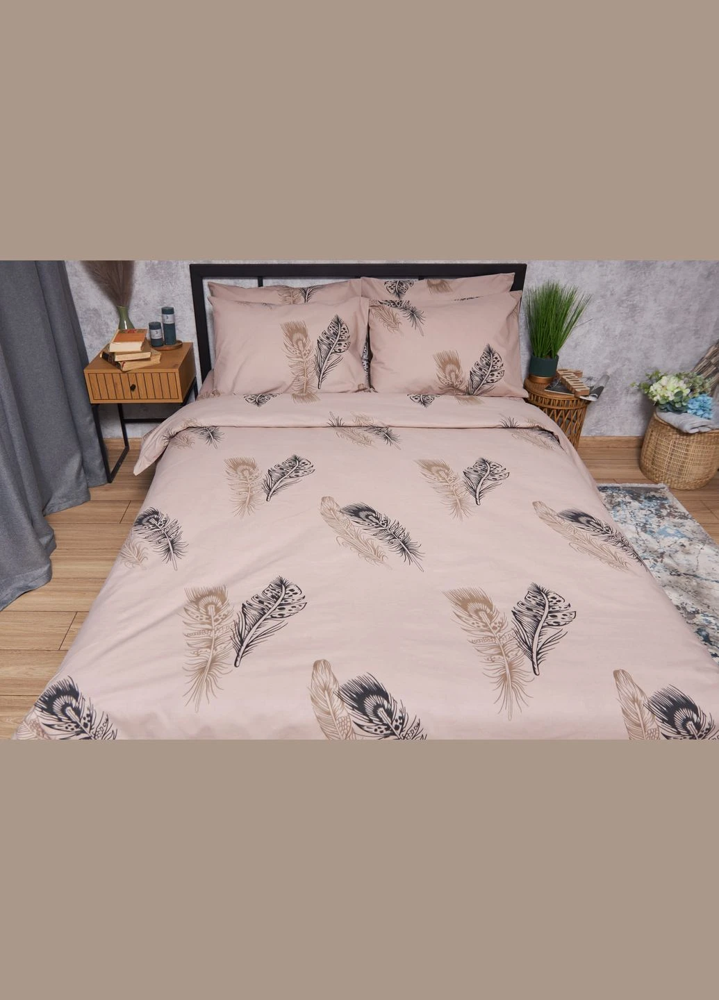 Підковдра Бязь Gold Люкс Полуторна Євро 160 x 220 см (MS-870000306) Moon&Star Feathers (303576538)