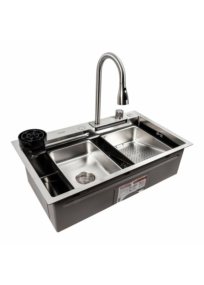 Кухонная мойка нержавейка CM 75*46A Handmade "Водопад" Platinum (336937557)