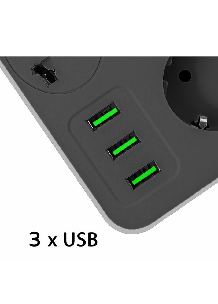 Мережевий фільтр SP-3-3-1, 1.8 м Gray (XK-SP-3-3-1-SL) XoKo (335009037)